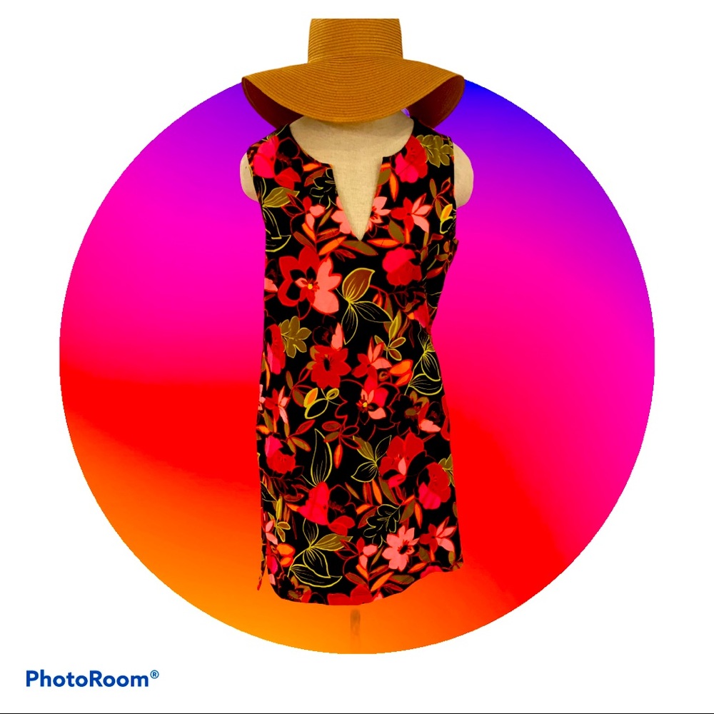 Navy Floral Beach Coverup